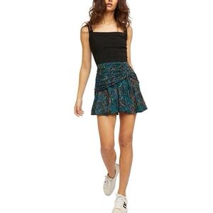 Free People Black and Blue Skater Skirt